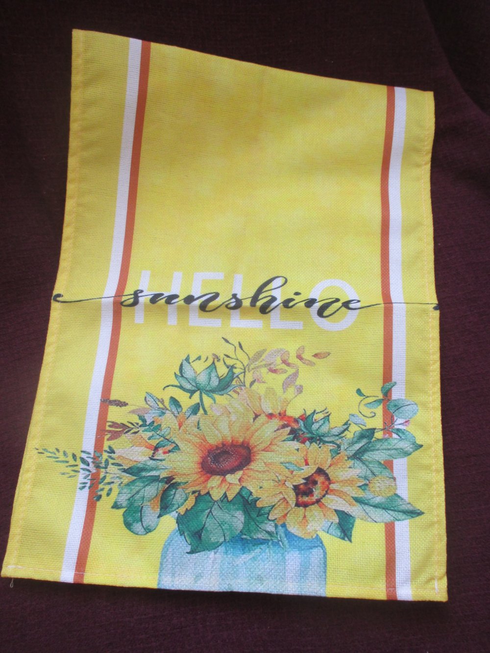 NEU * Edel * stylisch * DESIGNER * Sonnenblumen * Sonnen- Blumen * Blüten * Flower- Power * Leinen * Tischdecke * Tisch * Decke * Läufer * zitronen-gelb * grün * weiß *