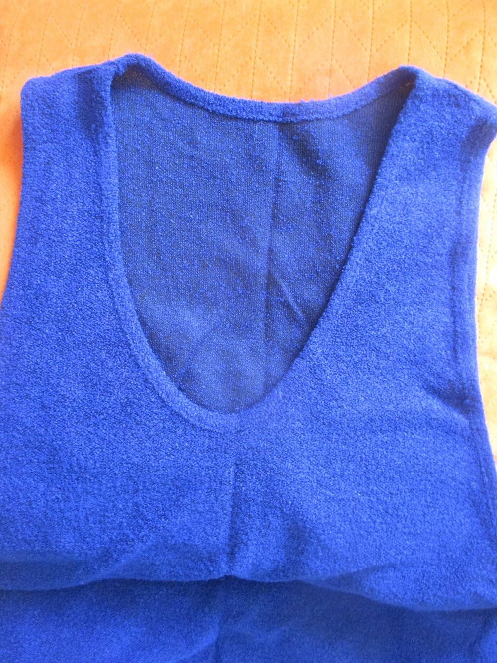 NEUw * Original VINTAGE * Asymmetrischer * ärmelloser * Bouclé- Pullover * Gr. 48- 50/ XL- XXL * mittel- königs- royal- blau *