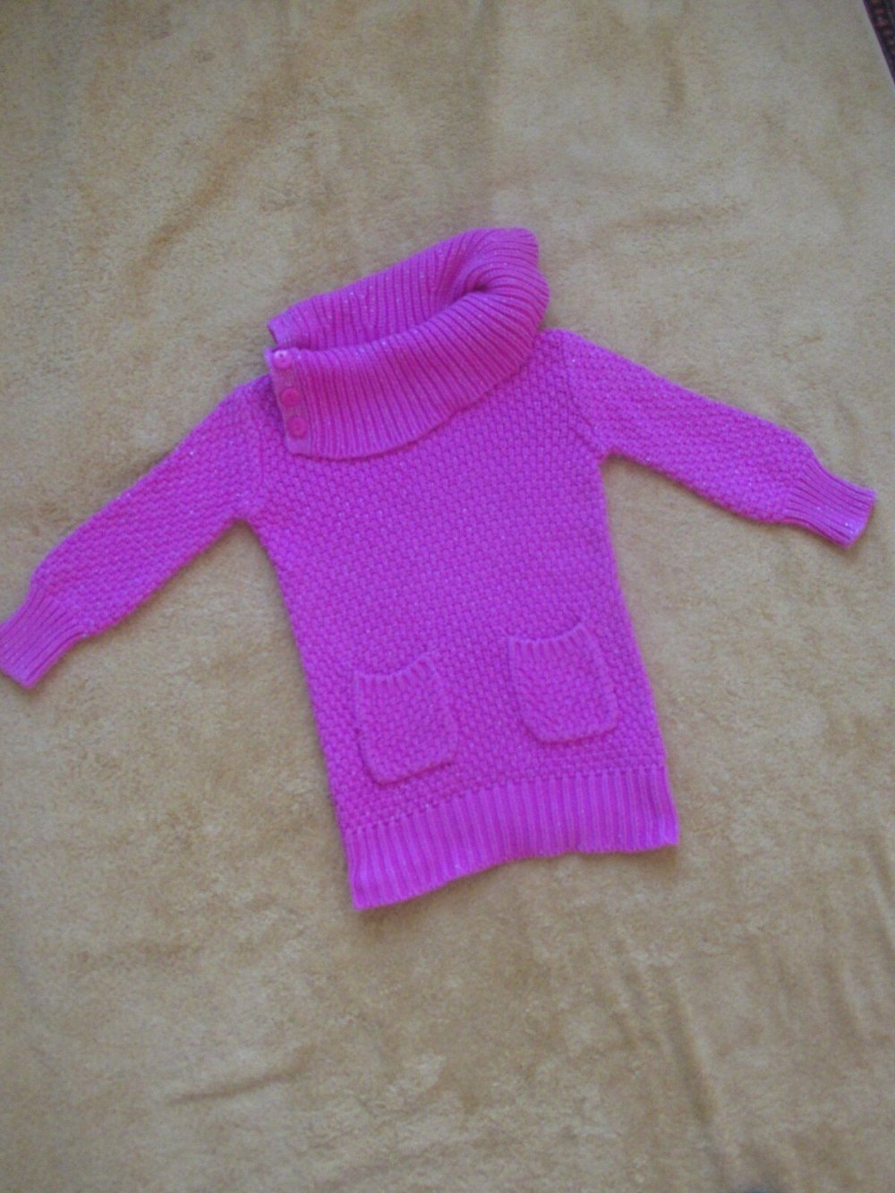 NEU * GIRL * Mädchen * Lurex Glitzer * Baumwolle * Strick * variabler * Rollkragen * Long * Pullover oder Mini Kleid 