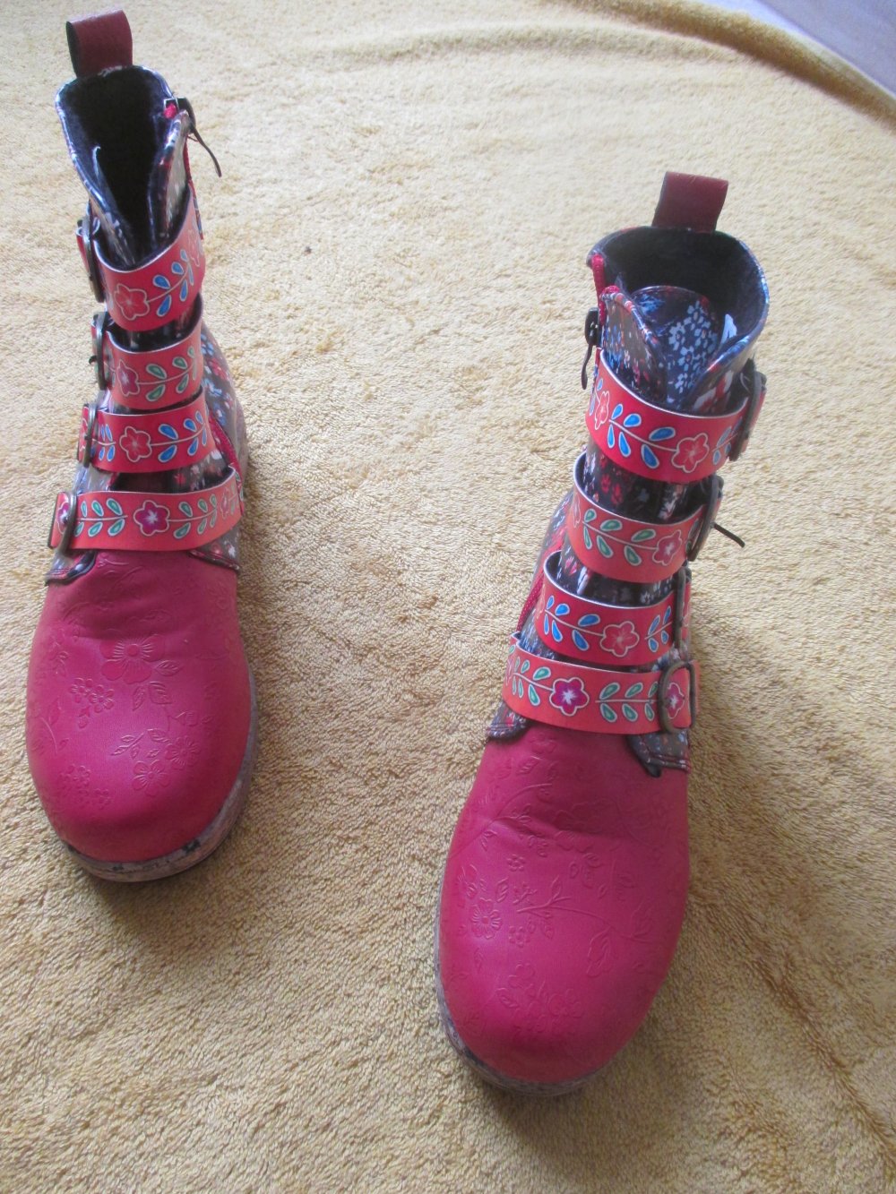 NEU * Blumen * Blüten * Flower-Power * Boho- Style * Stiefel Stiefeletten * Boots * Gr. 35- 36/ 3- 4 * bunt * 