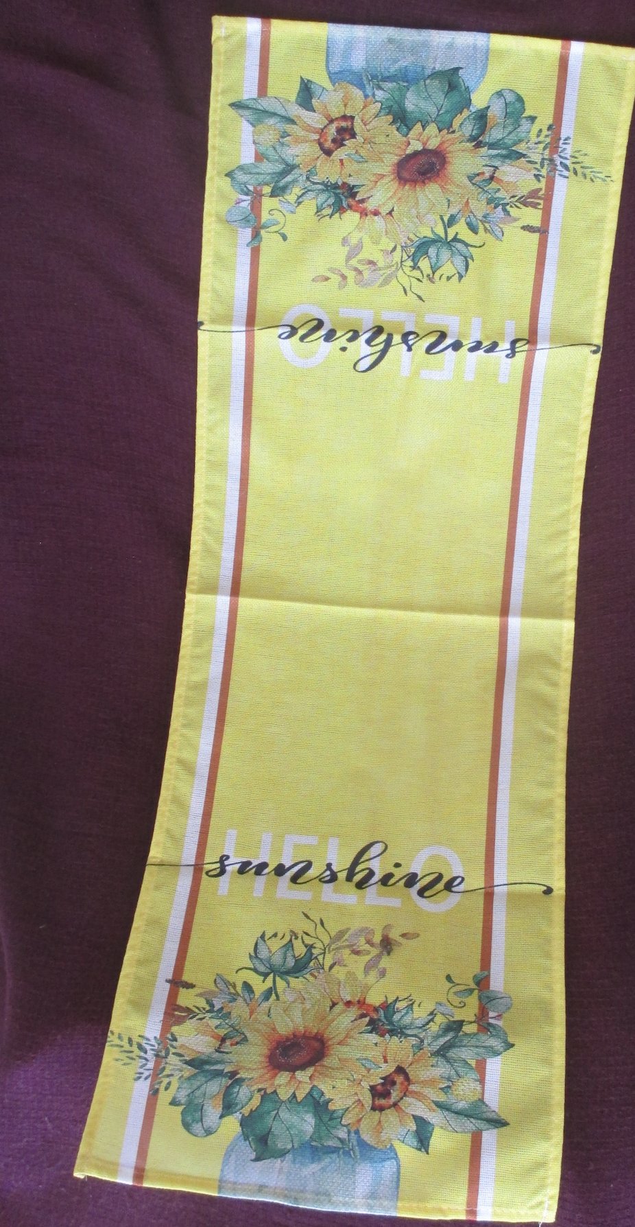 NEU * Edel * stylisch * DESIGNER * Sonnenblumen * Sonnen- Blumen * Blüten * Flower- Power * Leinen * Tischdecke * Tisch * Decke * Läufer * zitronen-gelb * grün * weiß *