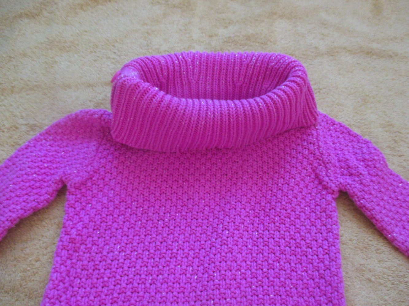 NEU * GIRL * Mädchen * Lurex Glitzer * Baumwolle * Strick * variabler * Rollkragen * Long * Pullover oder Mini Kleid 