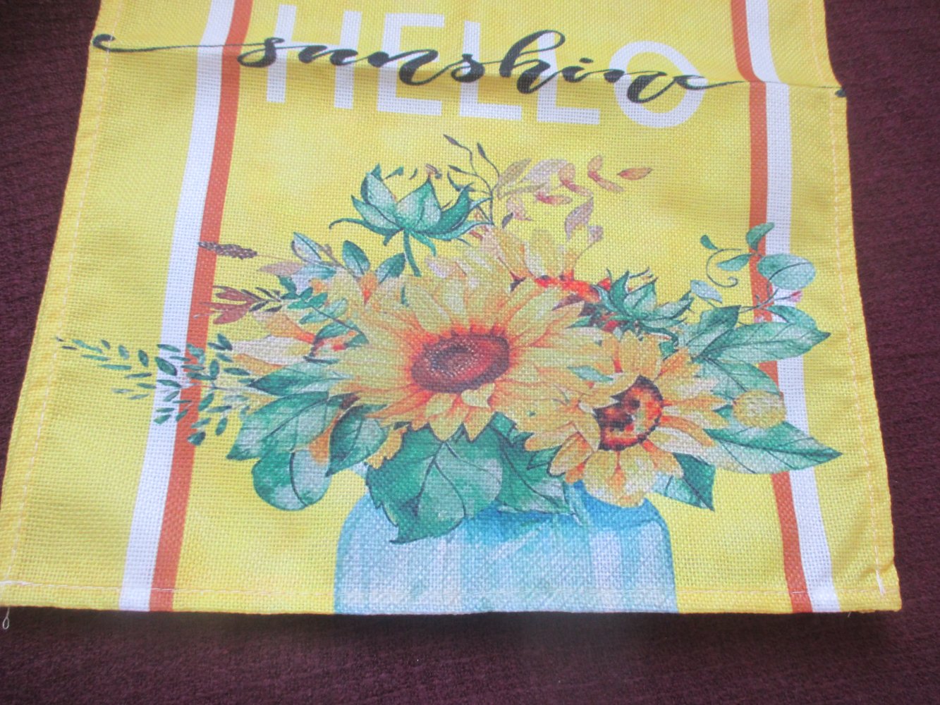 NEU * Edel * stylisch * DESIGNER * Sonnenblumen * Sonnen- Blumen * Blüten * Flower- Power * Leinen * Tischdecke * Tisch * Decke * Läufer * zitronen-gelb * grün * weiß *