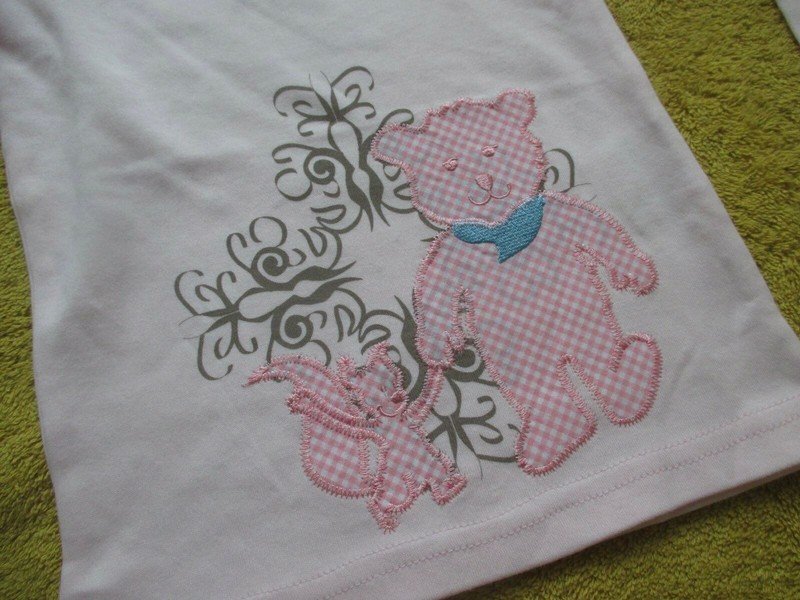 NEU mit ETIKETT * GIRLS * Mädchen * Niedlich * Bären Applikations Stickerei * Langarm * Longsleeve * Long * T- Shirt 