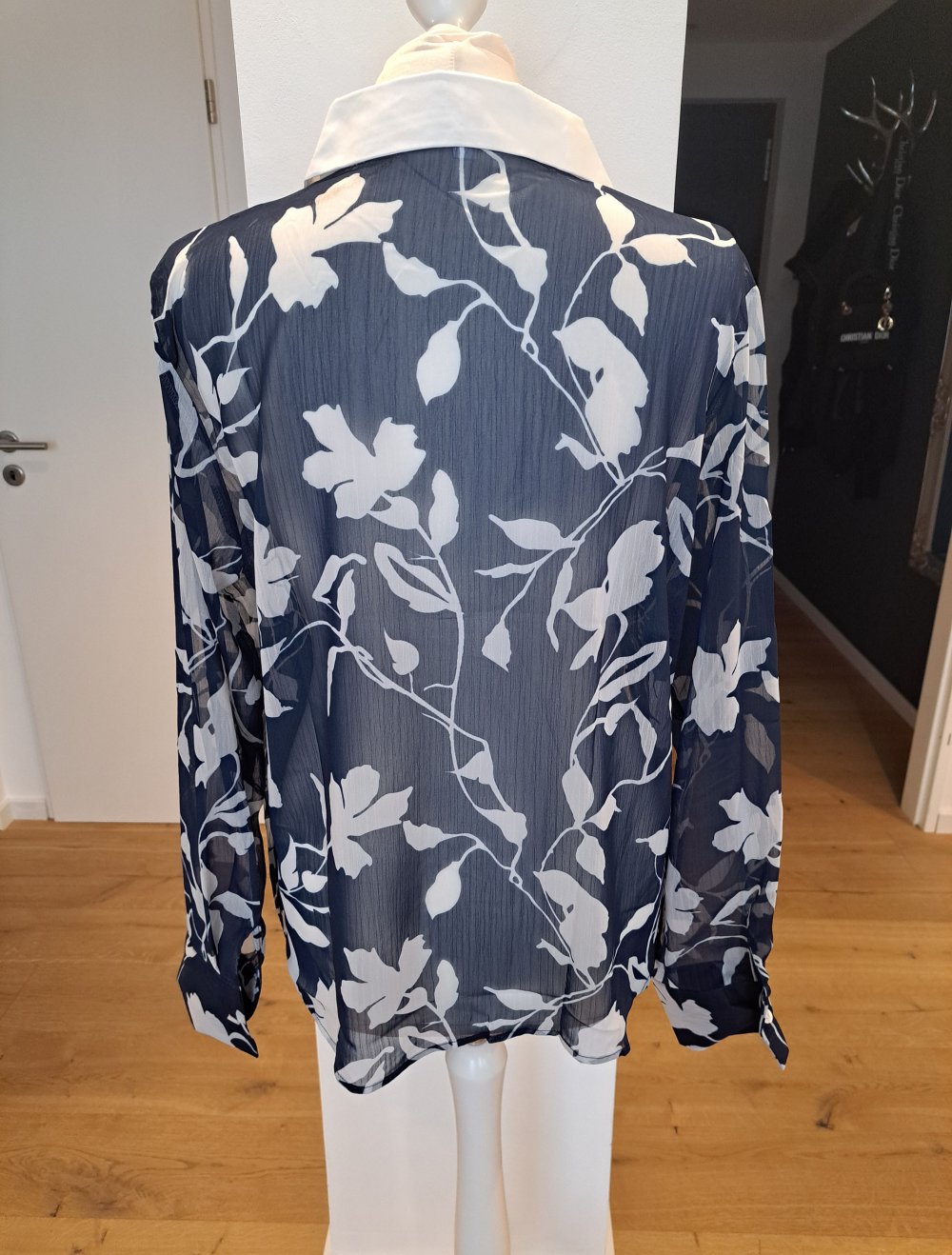 Shein Bluse transparent floral maritim