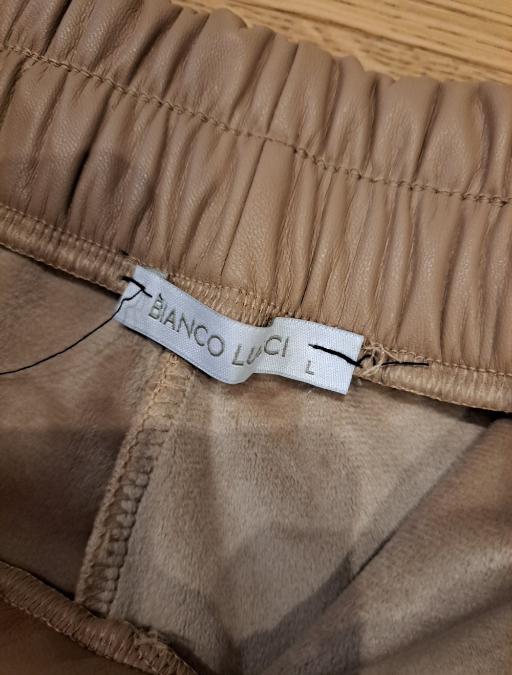 Bianco Lucci Lederjogger Hose beige