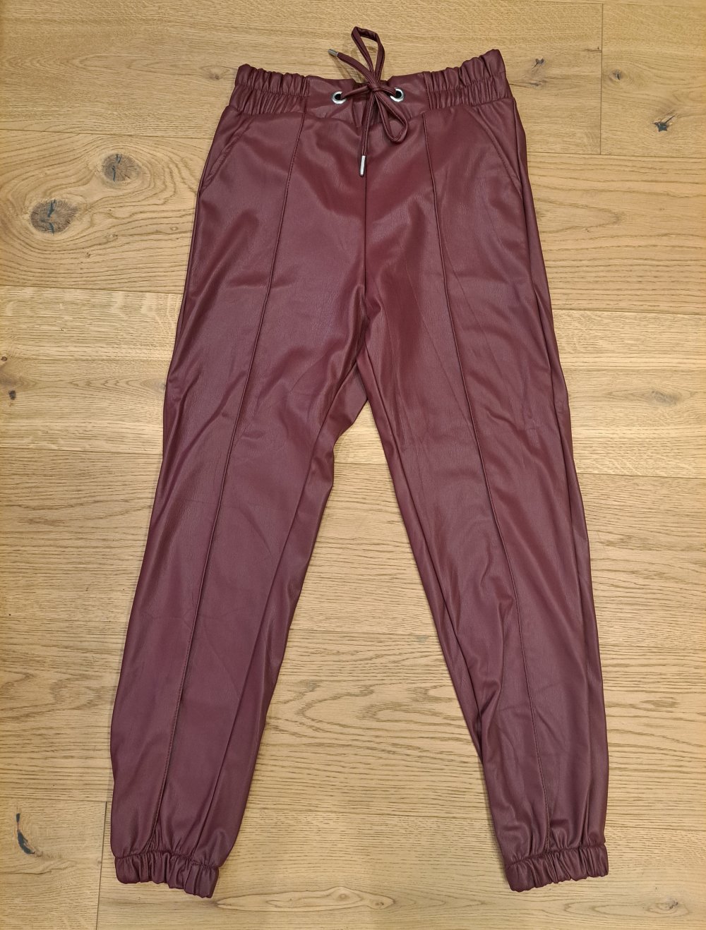 Bianco Lucci Lederjogger Hose bordeaux