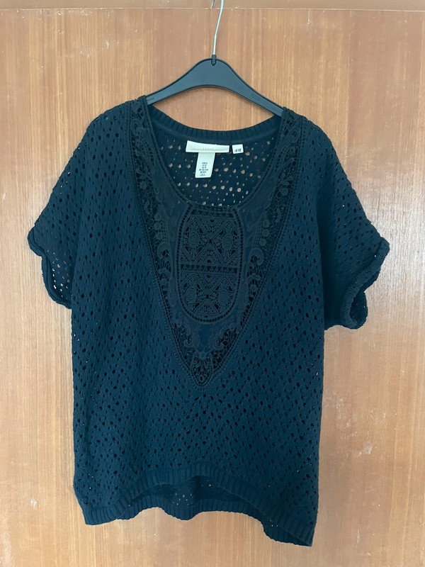 Dunkelblauer Pullover aus Baumwolle mit Spitze *Mengenrabatt*