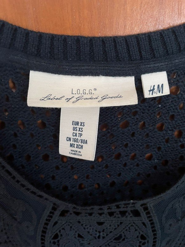 Dunkelblauer Pullover aus Baumwolle mit Spitze *Mengenrabatt*