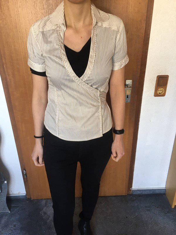 beige-gold gestreifte Bluse Gr. S *Mengenrabatt*