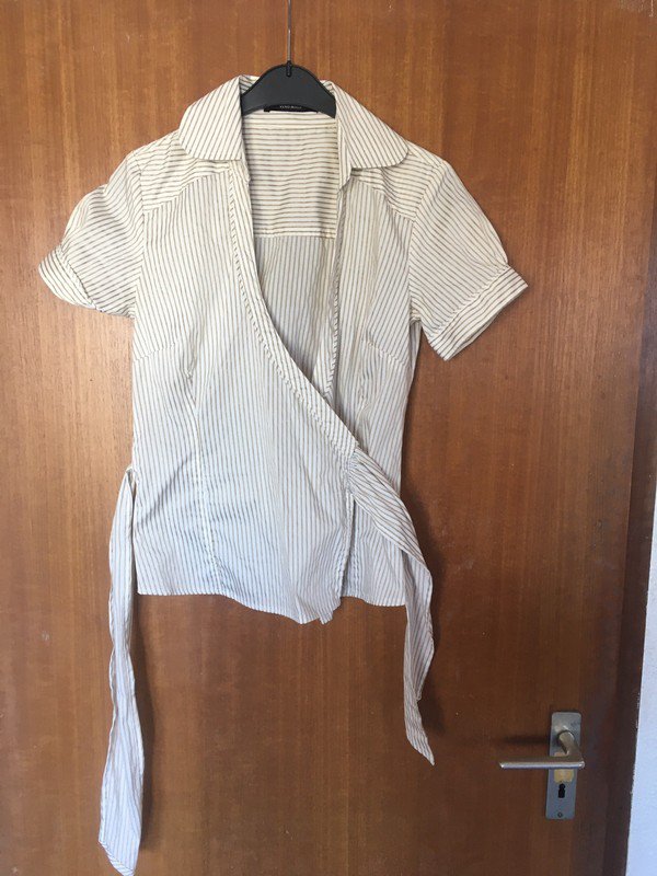 beige-gold gestreifte Bluse Gr. S *Mengenrabatt*