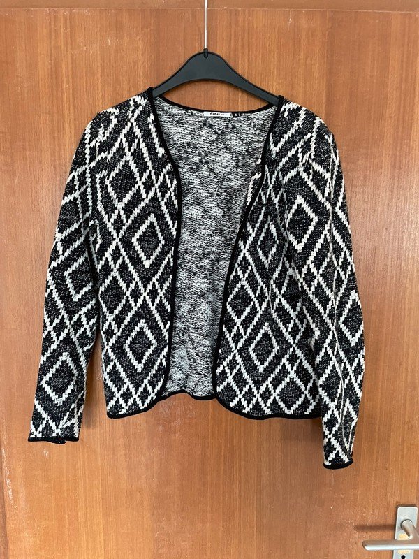 schwarz-weiß gemusterter Baumwoll-Cardigan in Gr. S *Mengenrabatt*