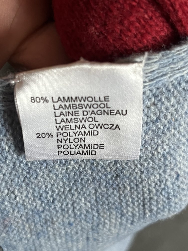 Montego Lammwolle Schal Dualfarben Strick in Rot / Hellblau