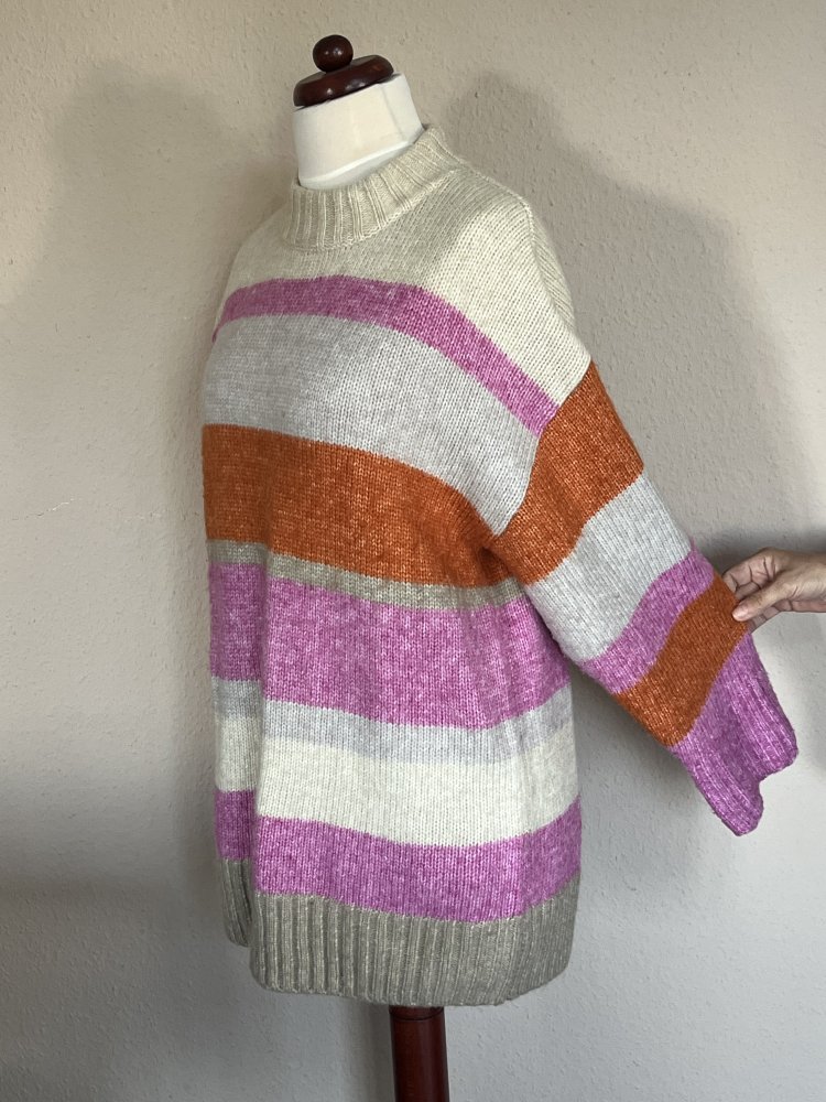 H&M Oversized Grobstrick Pullover Gr.XL Creme / Rose mollig warm und kuschelig