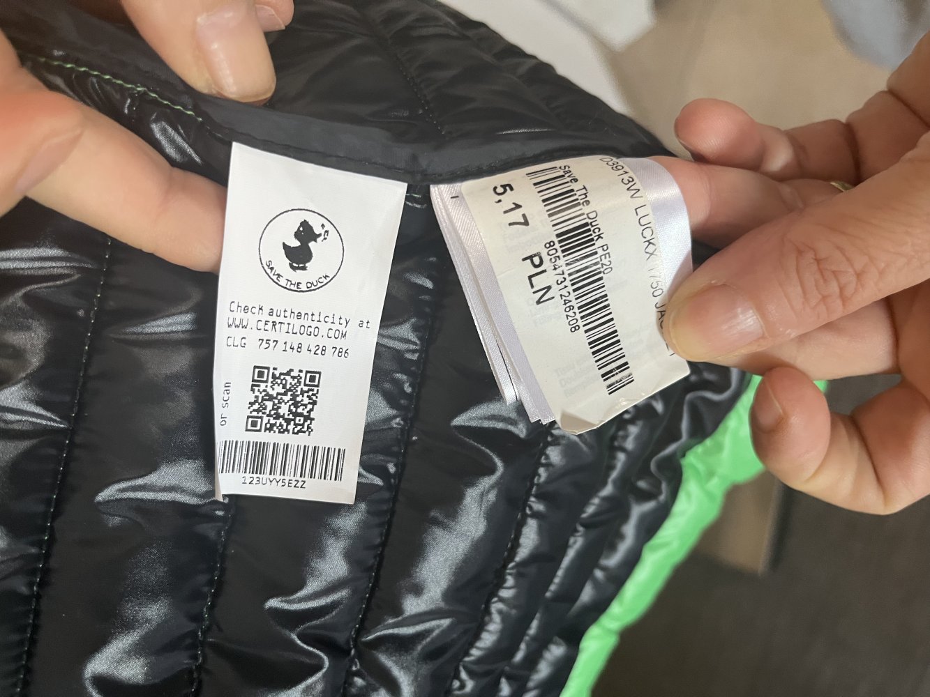 Save the Duck Winterjacke, Steppjacke (ohne Tier Daunen) Gr.38/40 grün/schwarz Neu und ungetragen