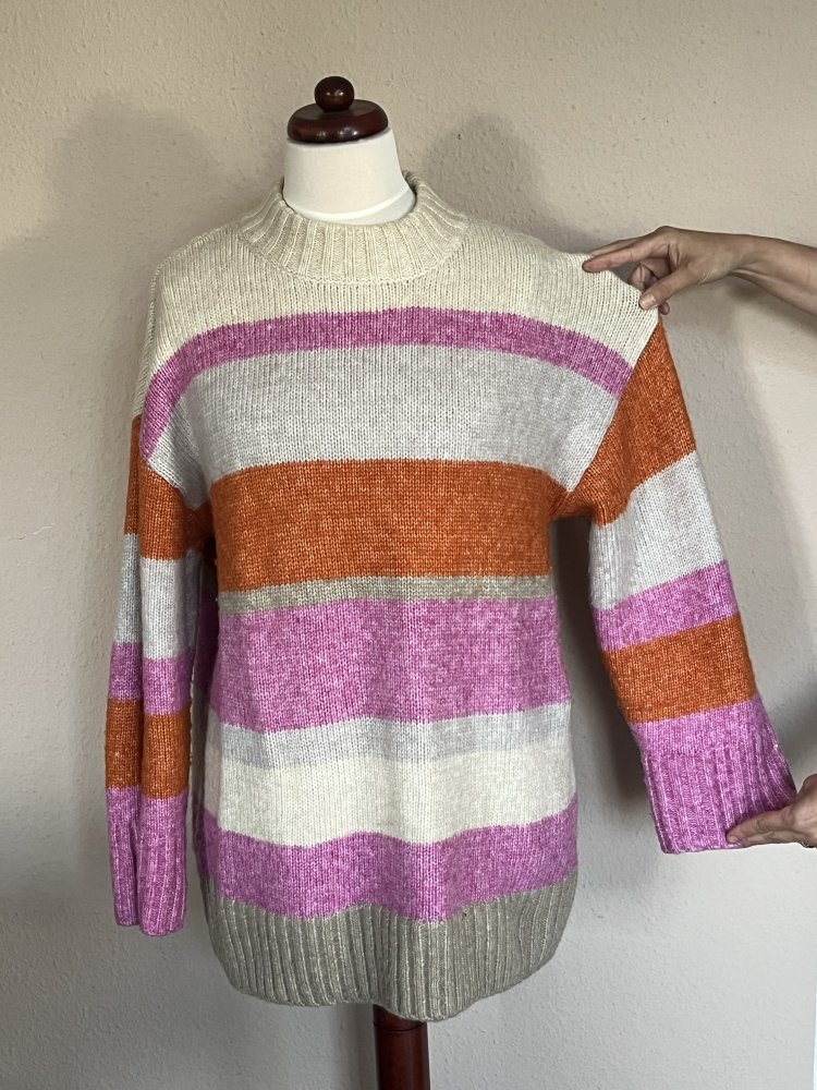 H&M Oversized Grobstrick Pullover Gr.XL Creme / Rose mollig warm und kuschelig