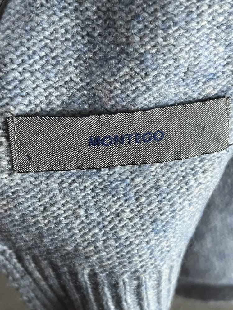 Montego Lammwolle Schal Dualfarben Strick in Rot / Hellblau