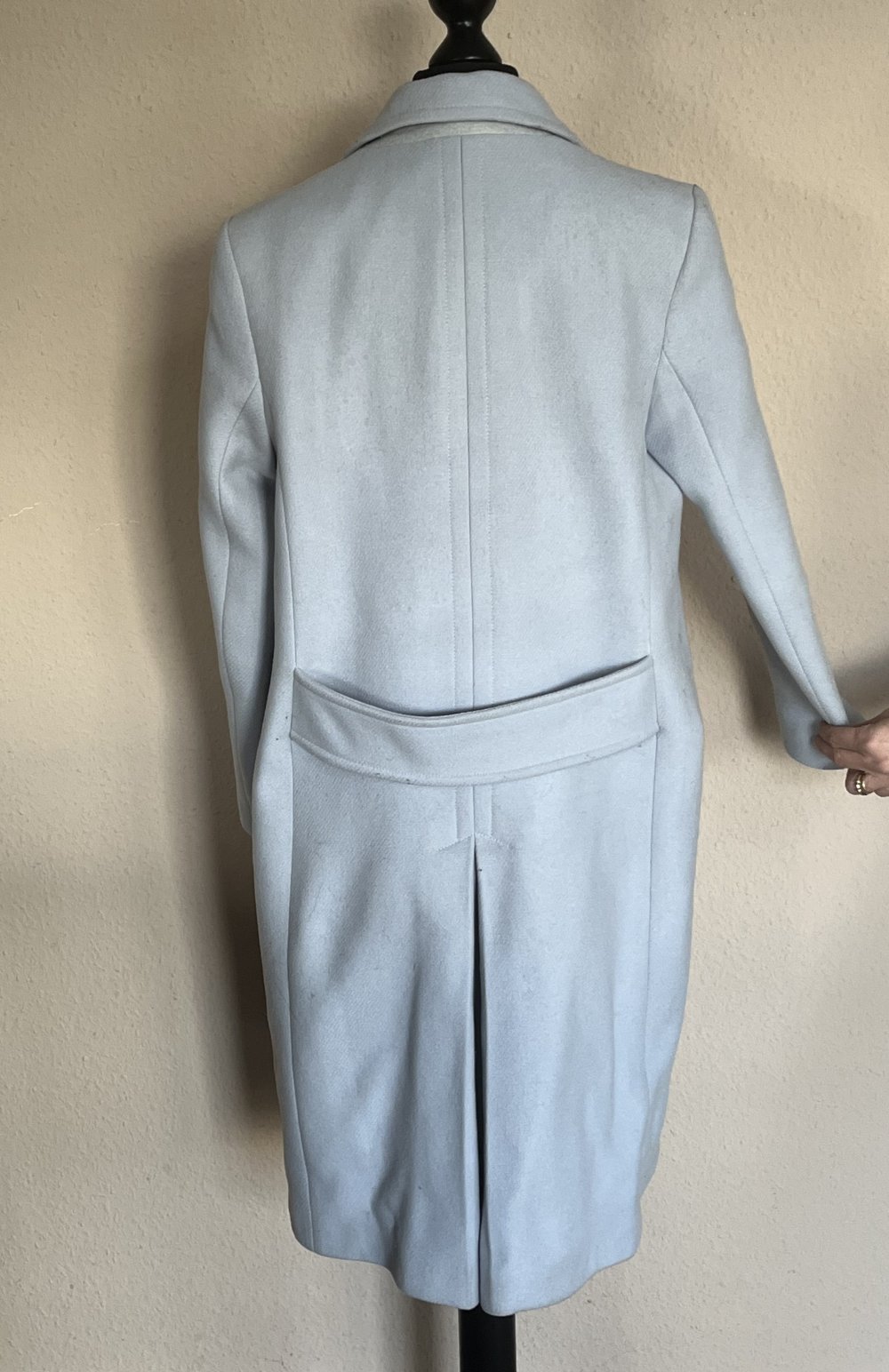 Zara Basic Outerwear Mantel Gr.S/M in hellblau mit Filz Unterkragen