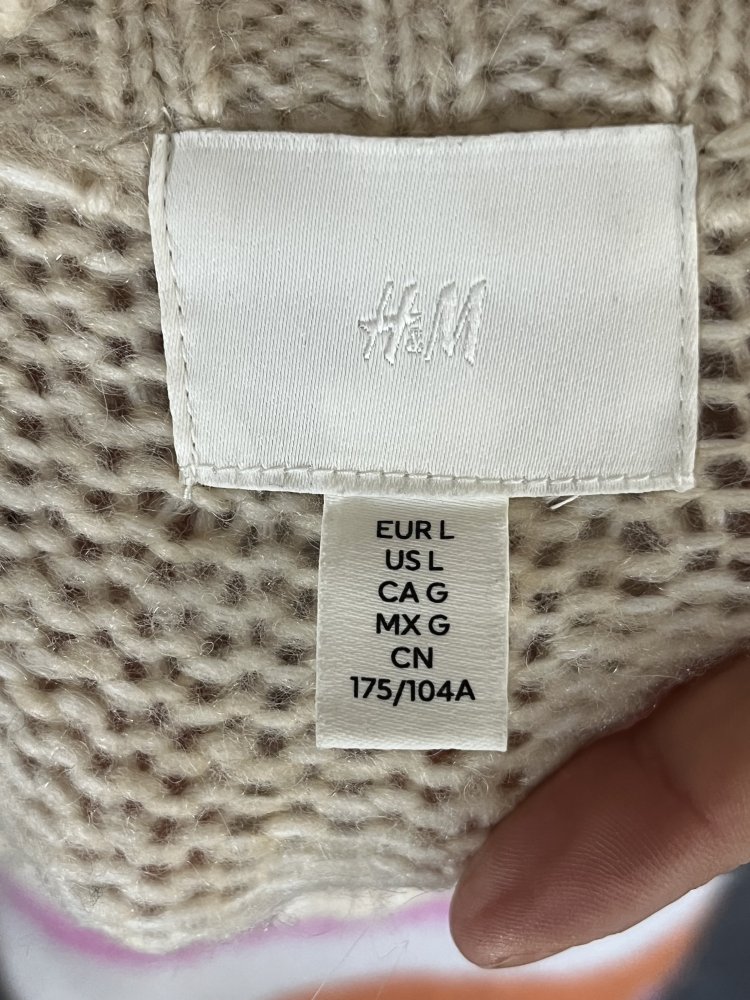 H&M Oversized Grobstrick Pullover Gr.XL Creme / Rose mollig warm und kuschelig