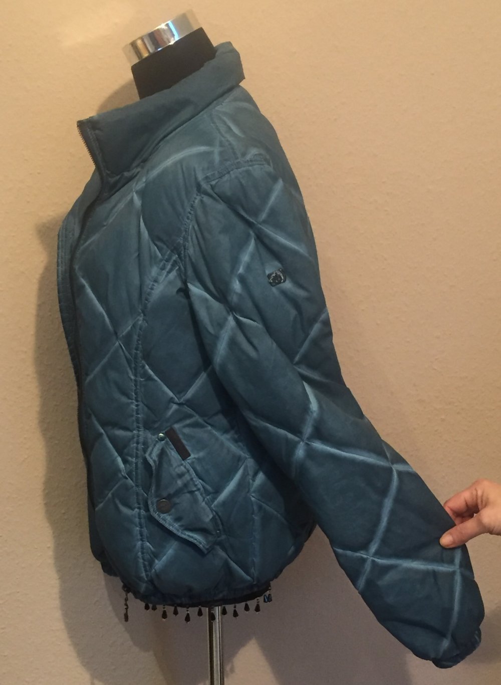 Dreimaster Jacke Gr.S warm wattiert in Dip Dyed blau