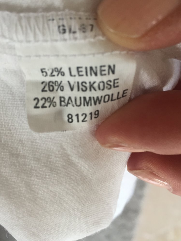 Änny N Leinenbluse Gr.42 weit geschnitten kurz Arm weiß mit Schlitz seitlich, ein leichter Sommertraum