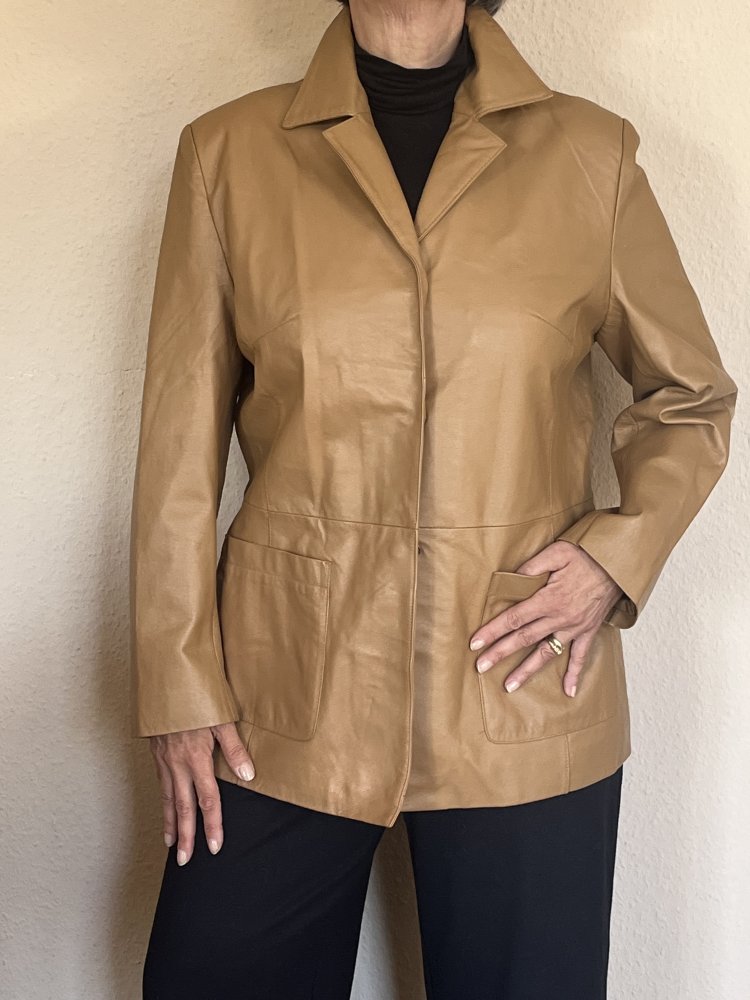 Woodpecker Casual Collection Blazer Lederjacke Gr.42 Farbe Curry