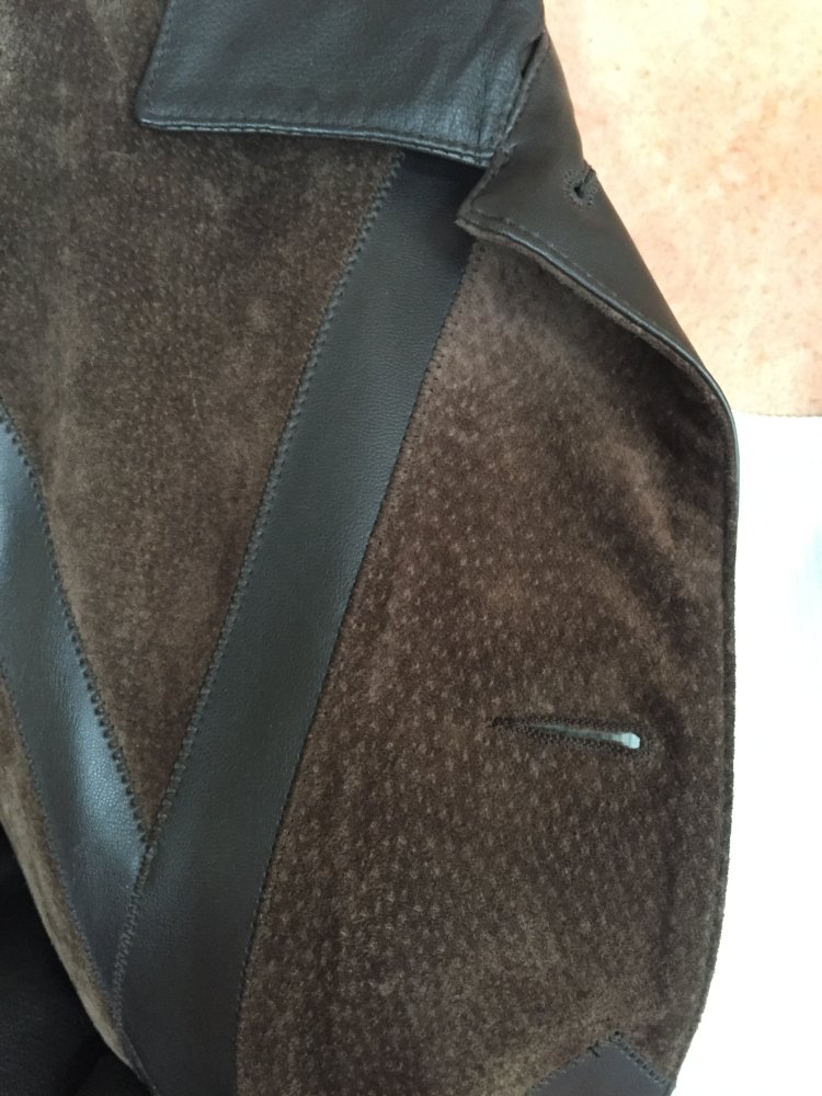 Gorigio Mobiani Wildleder Mantel Gr.44 braun mit Kunstleder Einsätzen