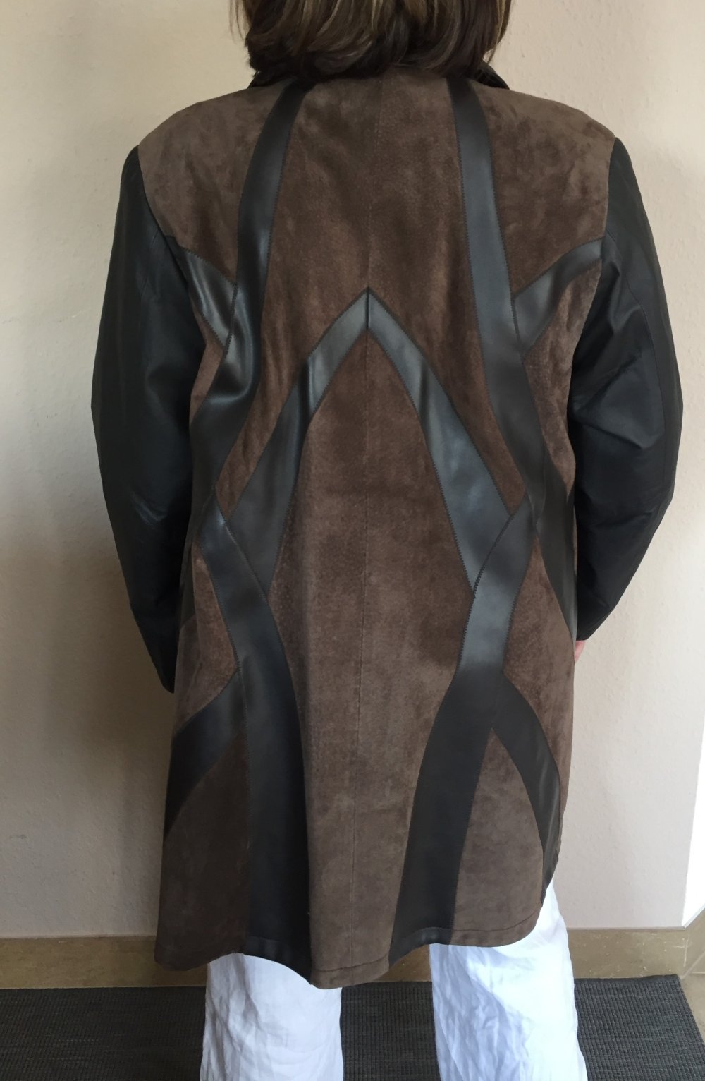 Gorigio Mobiani Wildleder Mantel Gr.44 braun mit Kunstleder Einsätzen