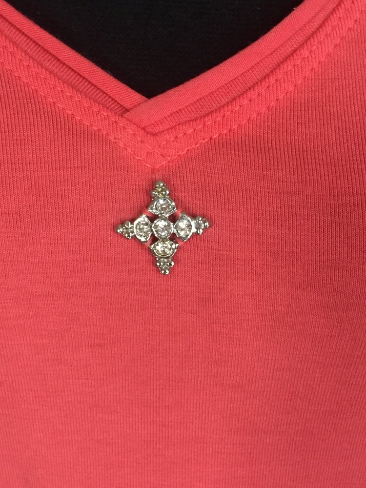 2 Shirts DKNY + Via Appia 3/4 Arm mit V-Ausschnitt Gr.L Dunkel Rose und Mittelblau