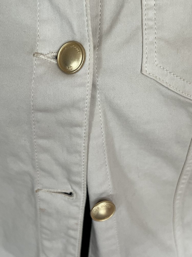 River Woods Jeans Jacke Gr.36 kragenlos mit transparenten Pailletten