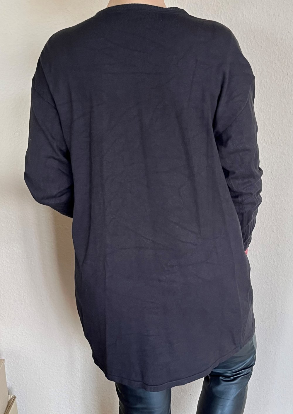 Grauer Sommer Cardigan Gr.L knopflos und kragenlos Feinstrick