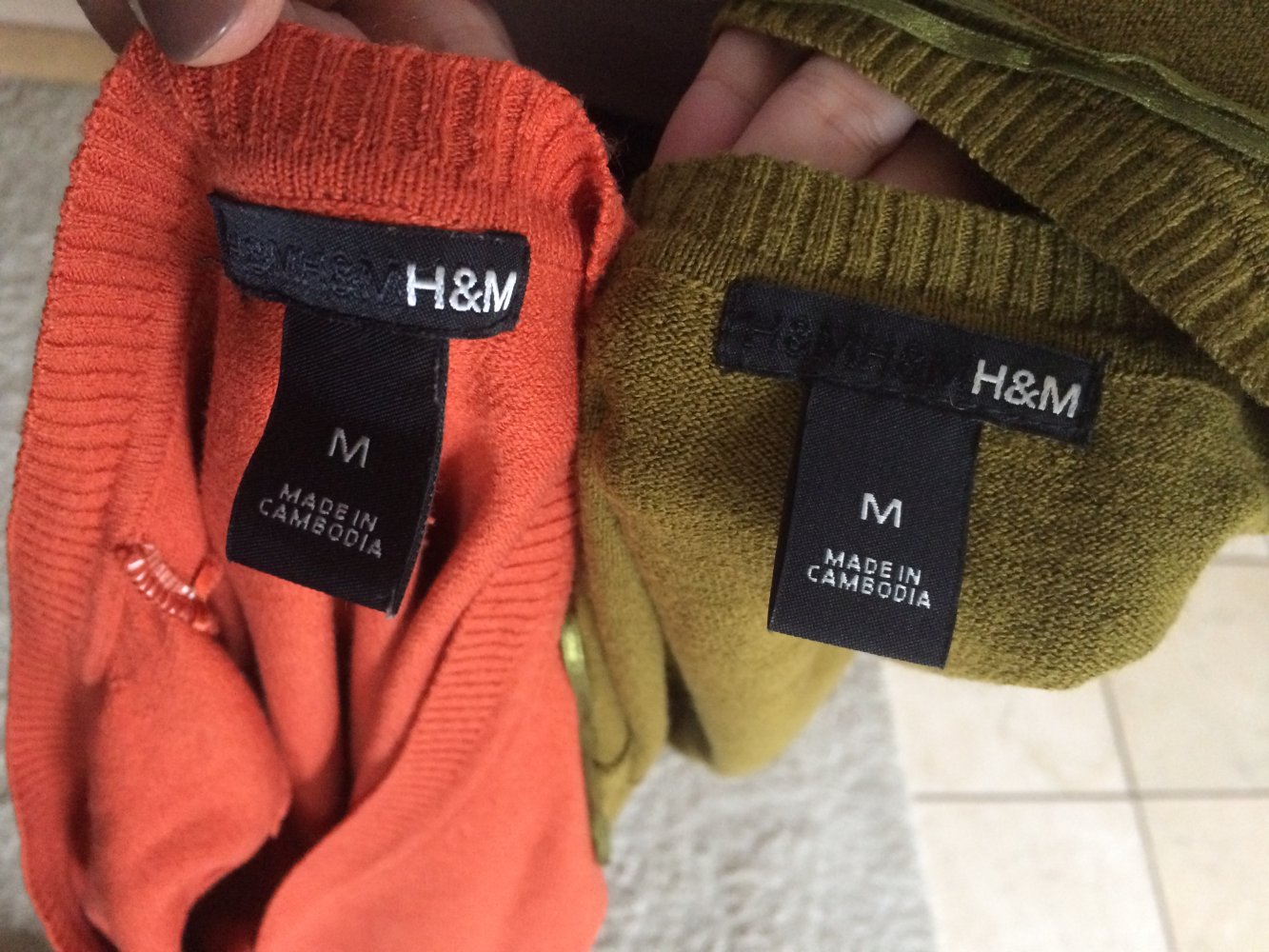 2 H&M Retro Pullover Feinstrick Gr.M Khaki + Orange