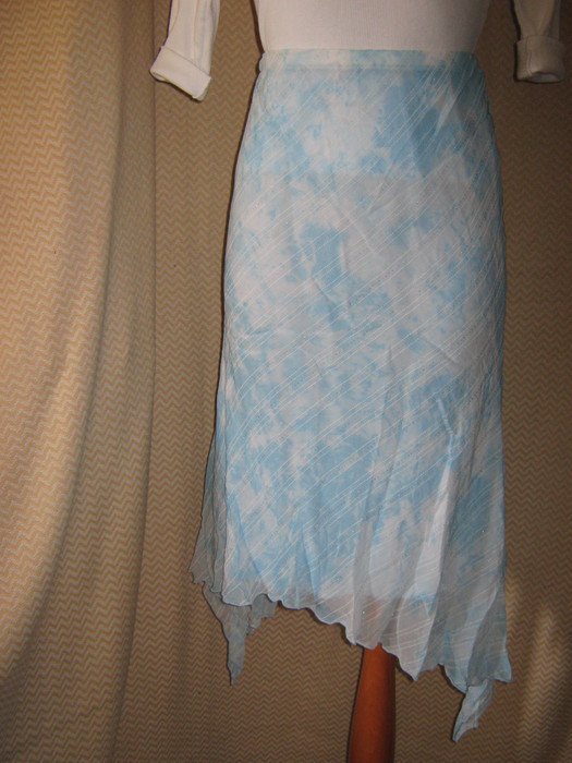 NEU * Seiden Chiffon * Elfen * Batik- Style * Silber Glitzer * Zipfel * Rock * Kleid 