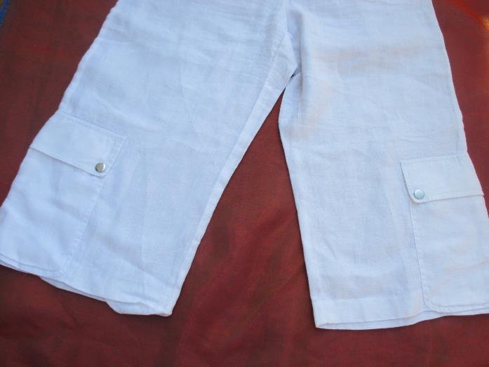 NEUw * Edel * modern * Leinen * Dreiviertel * 7/8 * Freizeit * Worker * Marlene * Culotte * Hose mit Taschen 