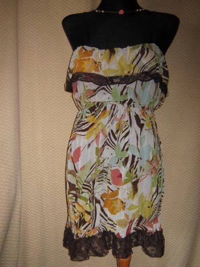 NEU * Romantik * Gipsy * Hippie - Look * Seiden- Chiffon * Spaghetti- Träger * Cocktail * Ausgeh * Freizeit * Salsa * Lace- Spitzen * Volant * Mini- Kleid 