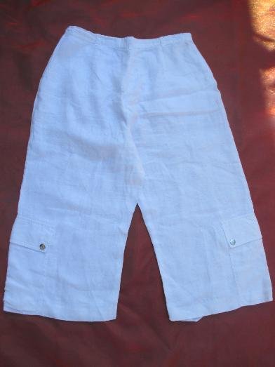 NEUw * Edel * modern * Leinen * Dreiviertel * 7/8 * Freizeit * Worker * Marlene * Culotte * Hose mit Taschen 