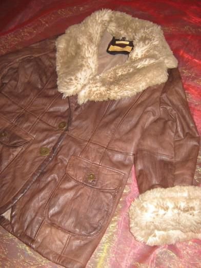 NEU * Exclusiv * Echt * Lamm- Leder * Jacke mit Fake fur Fell * Pelz Imitat 