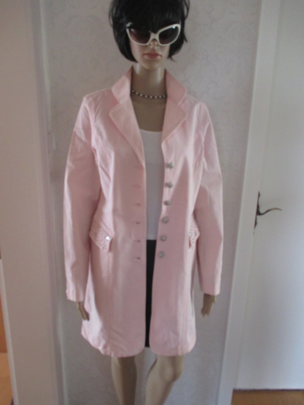 NEU * Edel * Übergangs * Sommer * Swarovski * Glitzer * Strass * Kristalle * Nieten Akzente * Mantel *BIBA by ESCADA