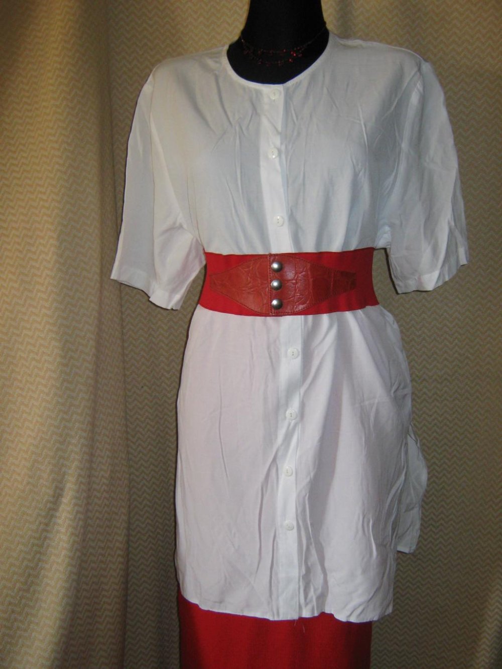  NEU * Original VINTAGE * DESIGNER * Kurzarm * Long * Lange * Bluse * Tunika * Kragenlos * Gr. 44- 46/ L * weiß *