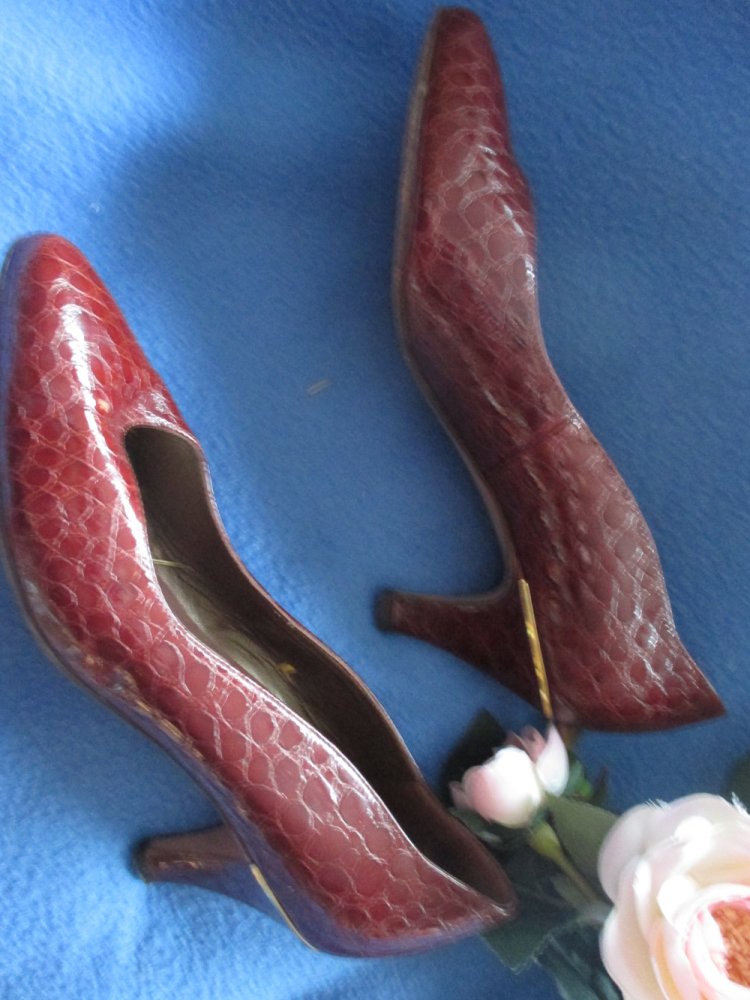Original VINTAGE * Kroko * Lack * Echt Leder * High- Heels * Pumps * Schuhe 