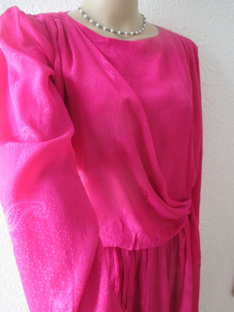 NEU mit Etikett * Edel * Original VINTAGE * Seiden- Satin * Paisley * Punkte * Dots * Print * Wickel- Optik * Maxi- Kleid 