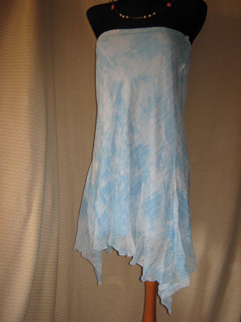 NEU * Seiden Chiffon * Elfen * Batik- Style * Silber Glitzer * Zipfel * Rock * Kleid 