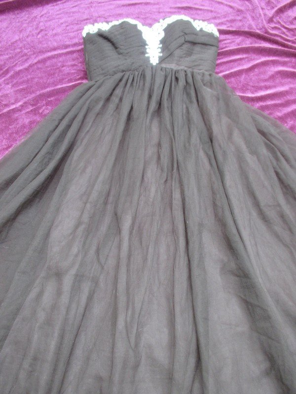 NEU * Black swan * DESIGNER * Abend * Ball * Ausgeh * Blüten * Stickerei * Swarovski * Glitzer * Kristalle * Bustier * Chiffon * Tüll * Maxi * Kleid * Robe * Gr. 34- 36, 38/ XS- S * schwarz * weiß *