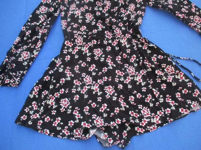   NEU * Blumen * Blüten * Flower- Power * Langarm * Wickel * Jumpsuit * Einteiler * Overall * mit kurzer Short 