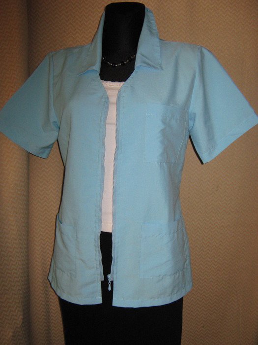  NEU * DESIGNER * Zipper * Reißverschluss * Kurzarm * Jacke * Hemd- Bluse * Gr. 36- 38/ S * aqua * türkis *