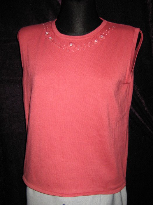 NEU * Edel * Perlen- Stickerei * ärmelloser * Feinstrick * Pullover 