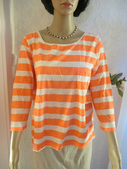 NEU mit ETIKETT * Stylisch * ausgefallen * Dreiviertel * 3/4 Arm * Neon * Block- Streifen * T- Shirt 