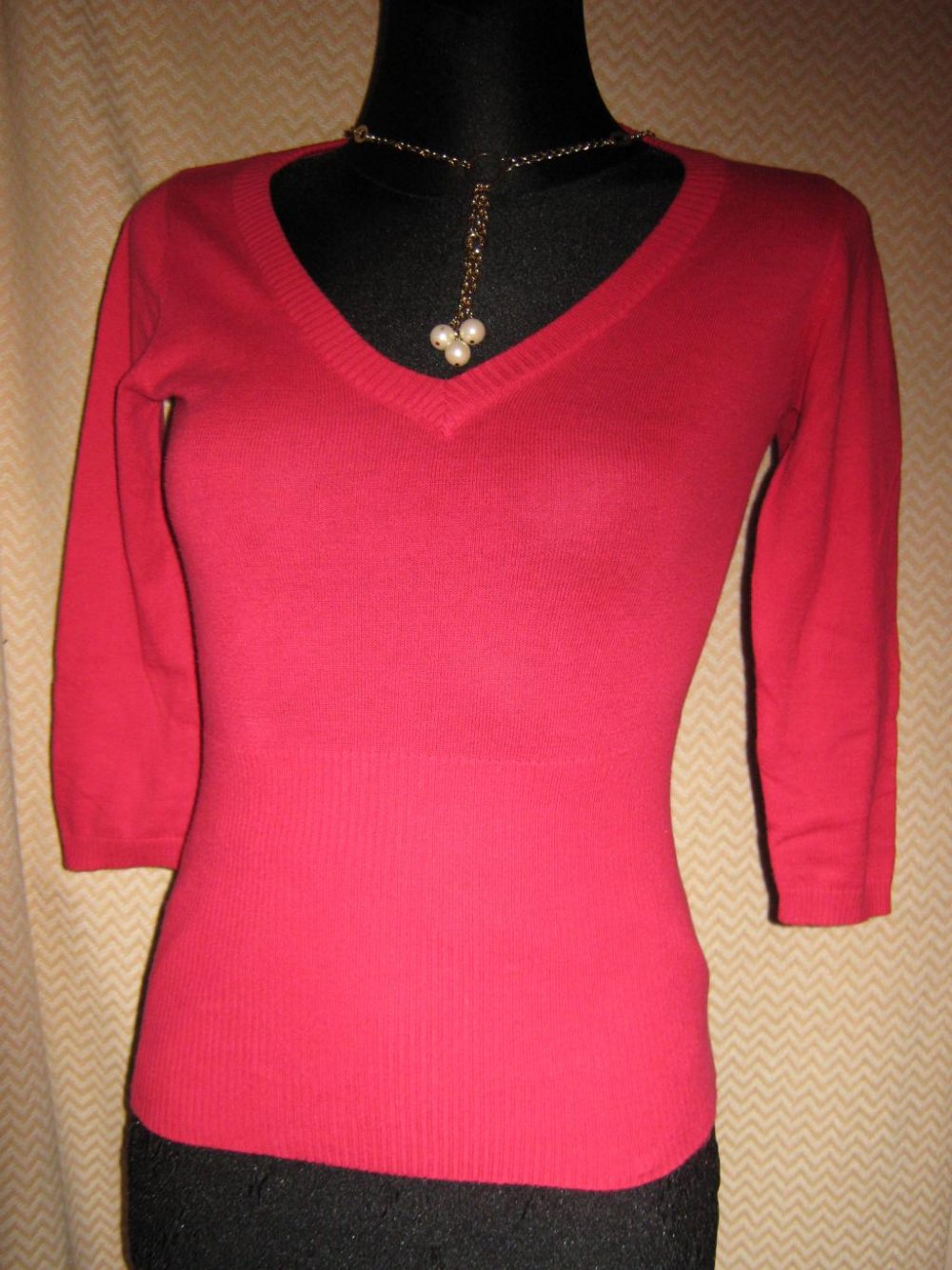 NEUw * Edel * klassisch * V- Ausschnitt * Bodycon * Dreiviertel Arm * Feinstrick- Pullover 