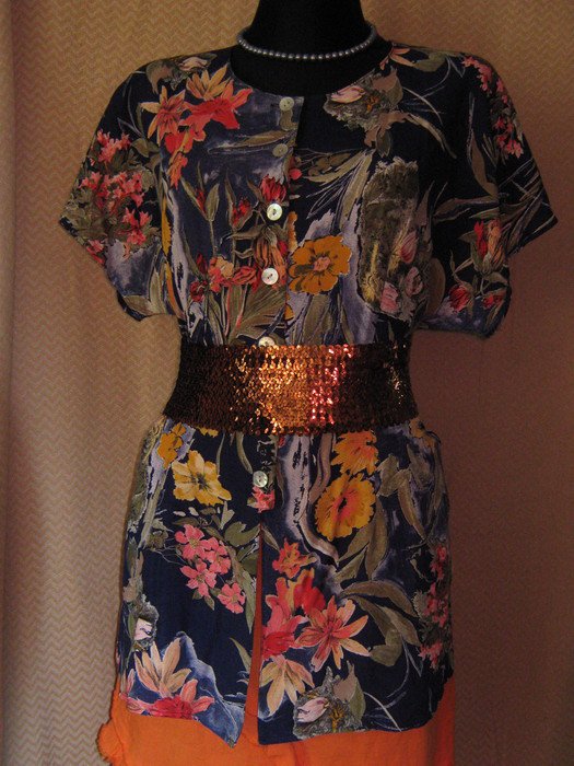 NEU * Original VINTAGE * Karibik * Blumen * Blüten * Flower- Power * Bluse 