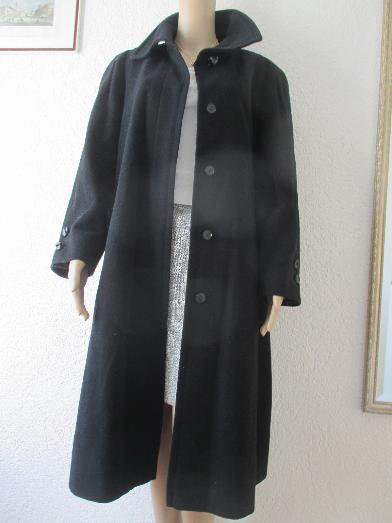 NEU * Klassisch * edel * ORIGINAL Granny VINTAGE * Wolle * Cashmerè * Kaschmir * FINE QUALITY * MANTEL * Luxus Qualität * Made in West- Germany * Gr. 40- 42/ M * schwarz * Gothic *